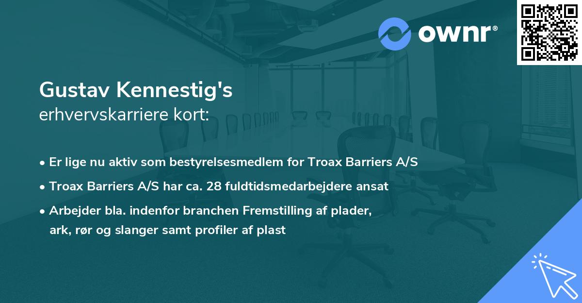 Gustav Kennestig's erhvervskarriere kort