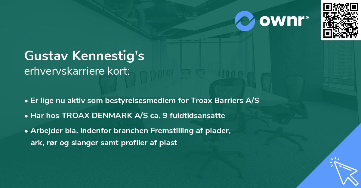 Gustav Kennestig's erhvervskarriere kort