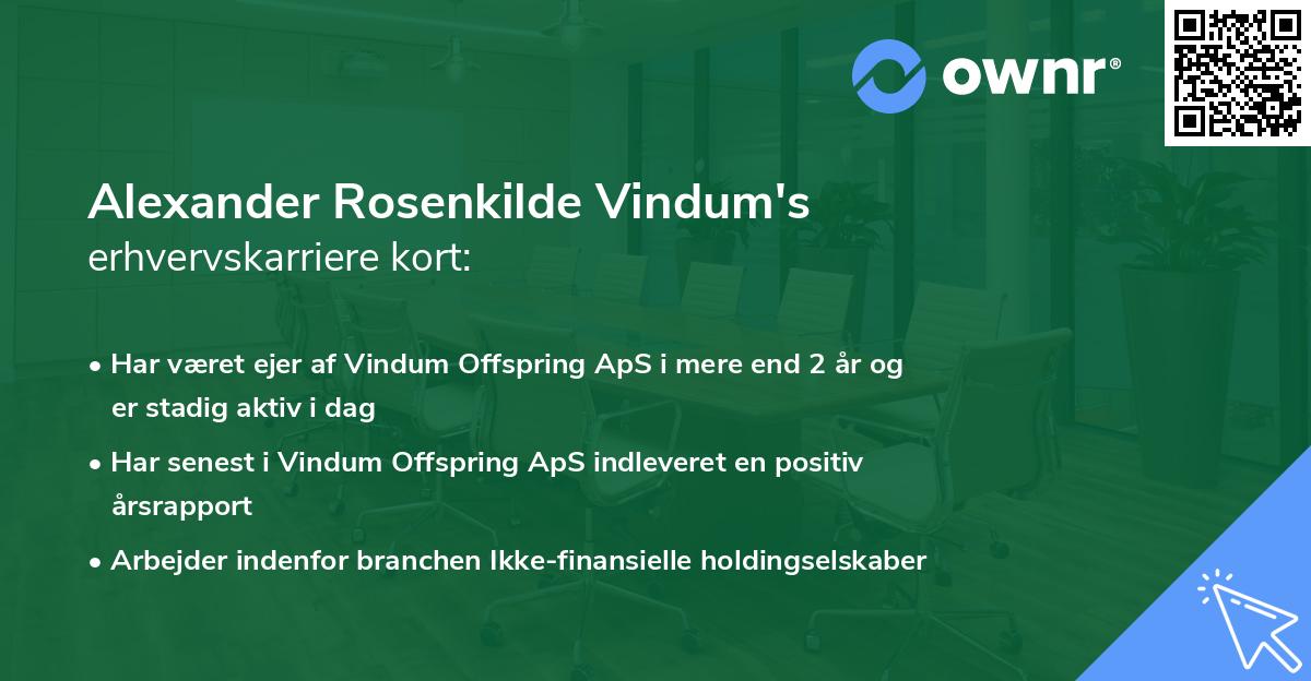 Alexander Rosenkilde Vindum's erhvervskarriere kort