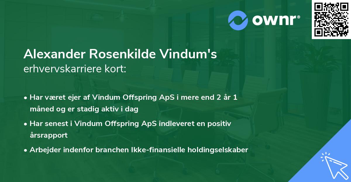 Alexander Rosenkilde Vindum's erhvervskarriere kort