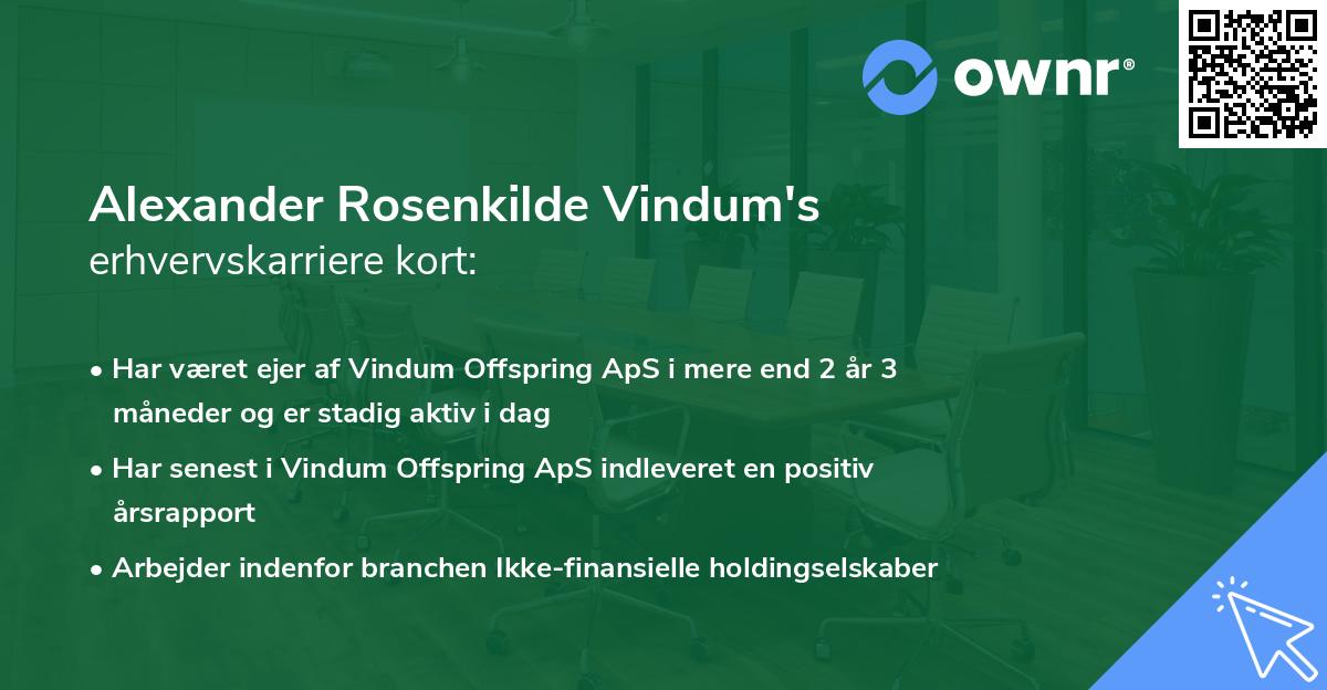 Alexander Rosenkilde Vindum's erhvervskarriere kort