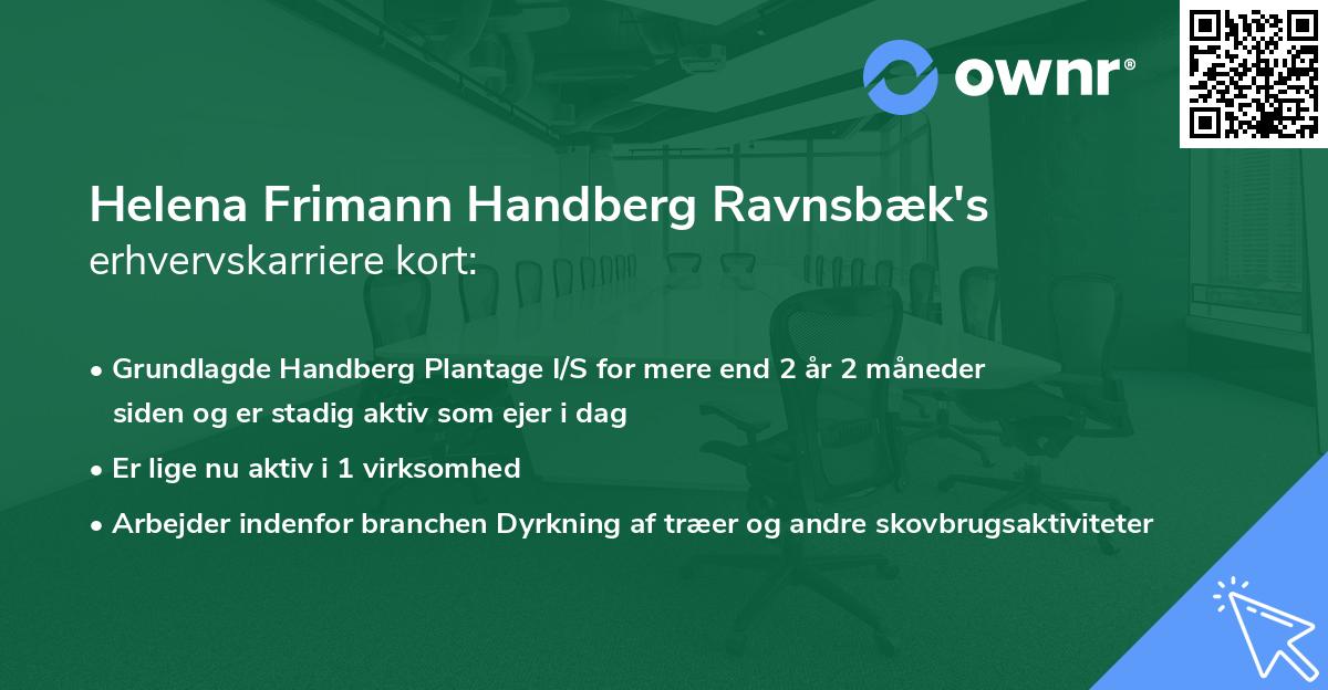 Helena Frimann Handberg Ravnsbæk's erhvervskarriere kort