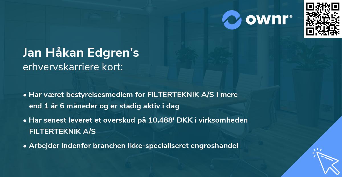 Jan Håkan Edgren's erhvervskarriere kort