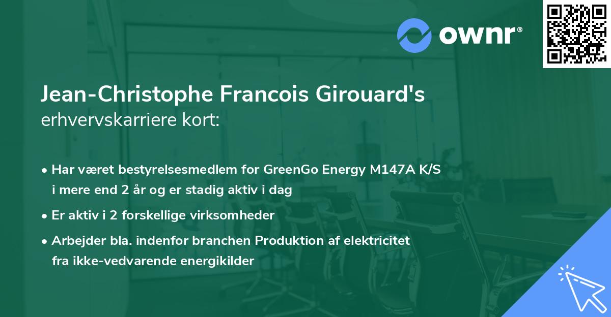 Jean-Christophe Francois Girouard's erhvervskarriere kort