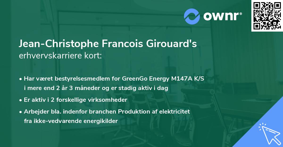 Jean-Christophe Francois Girouard's erhvervskarriere kort