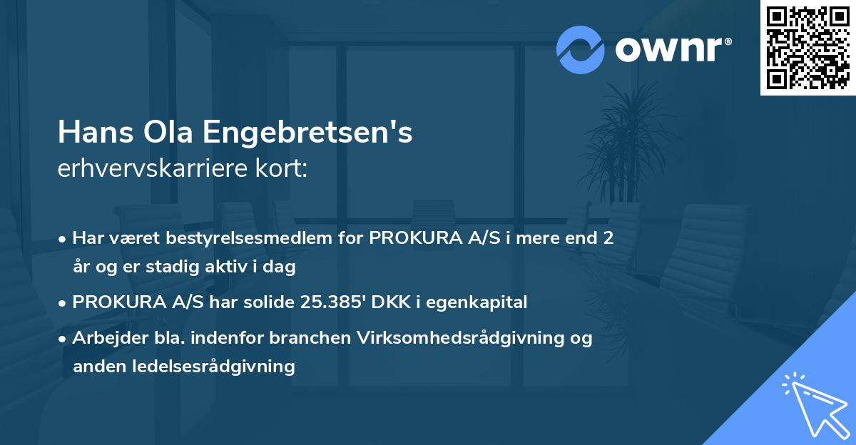 Hans Ola Engebretsen's erhvervskarriere kort