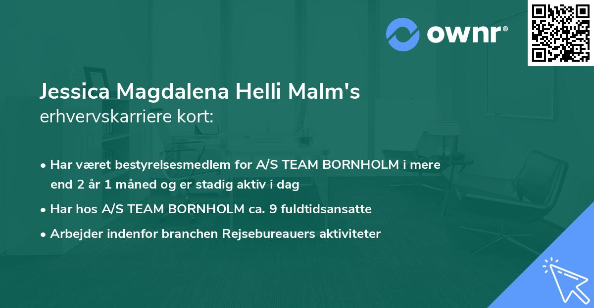 Jessica Magdalena Helli Malm's erhvervskarriere kort