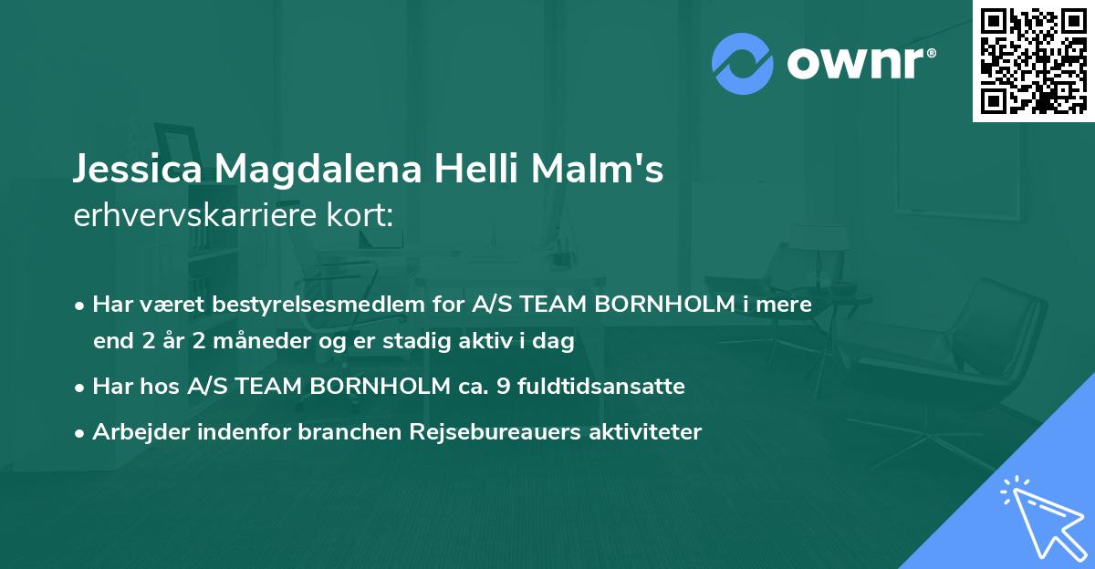 Jessica Magdalena Helli Malm's erhvervskarriere kort