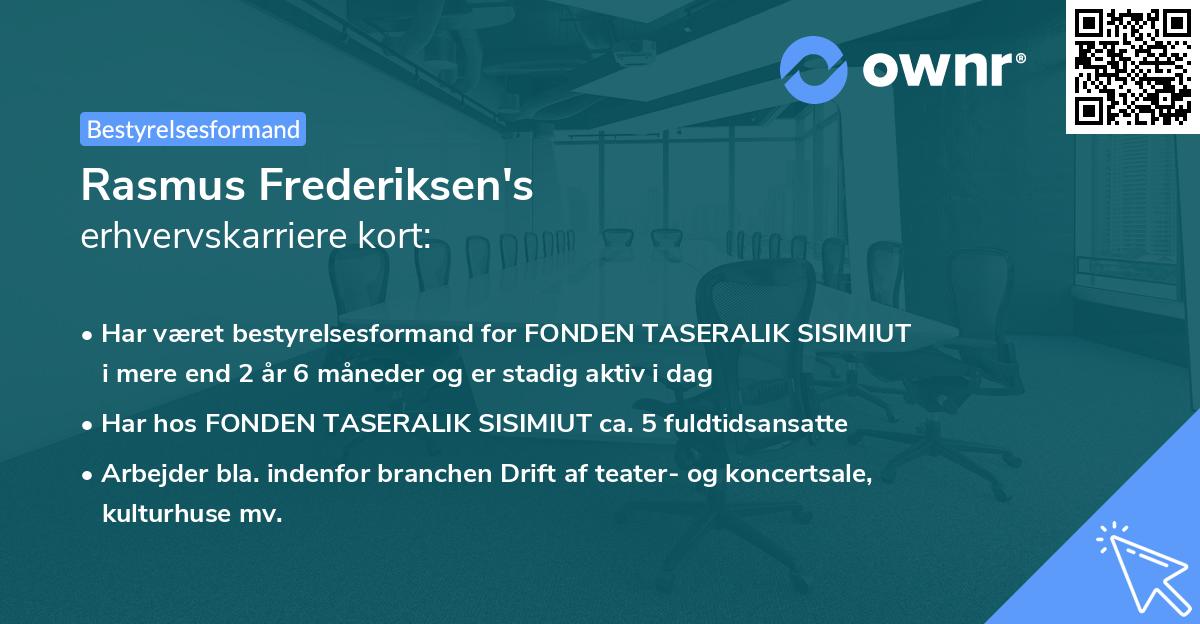 Rasmus Frederiksen's erhvervskarriere kort