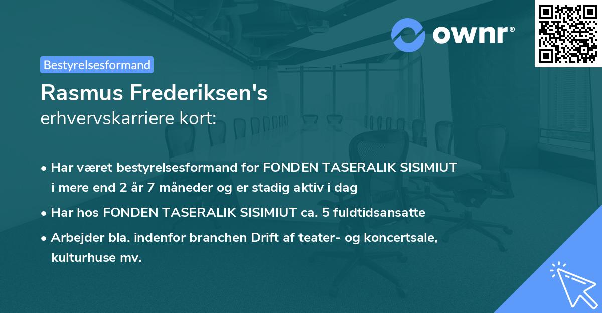 Rasmus Frederiksen's erhvervskarriere kort