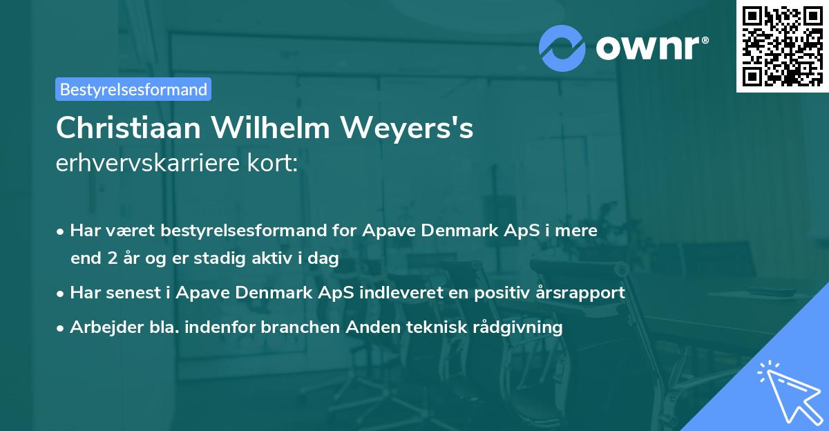 Christiaan Wilhelm Weyers's erhvervskarriere kort