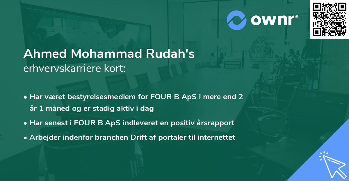 Ahmed Mohammad Rudah's erhvervskarriere kort