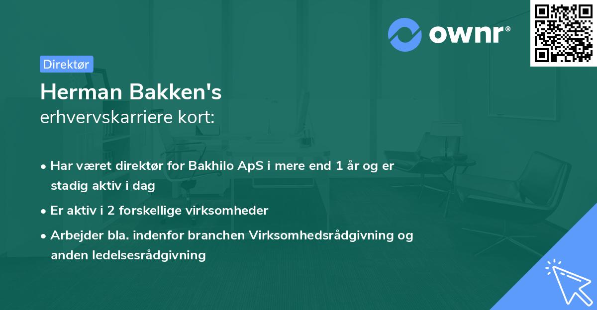 Herman Bakken's erhvervskarriere kort