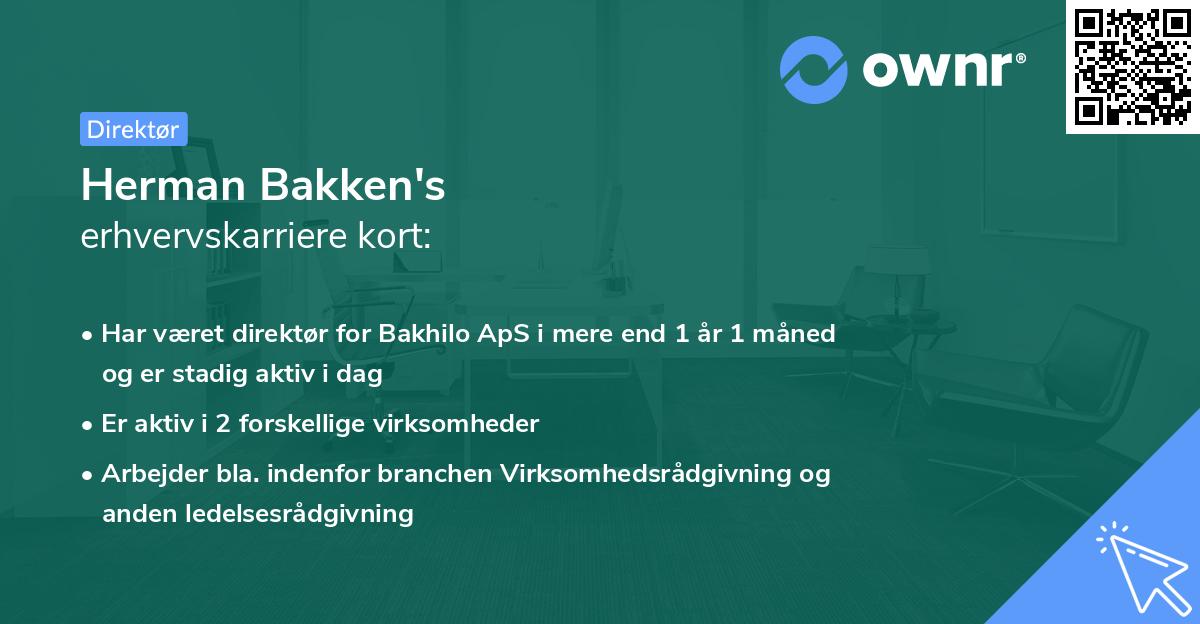 Herman Bakken's erhvervskarriere kort