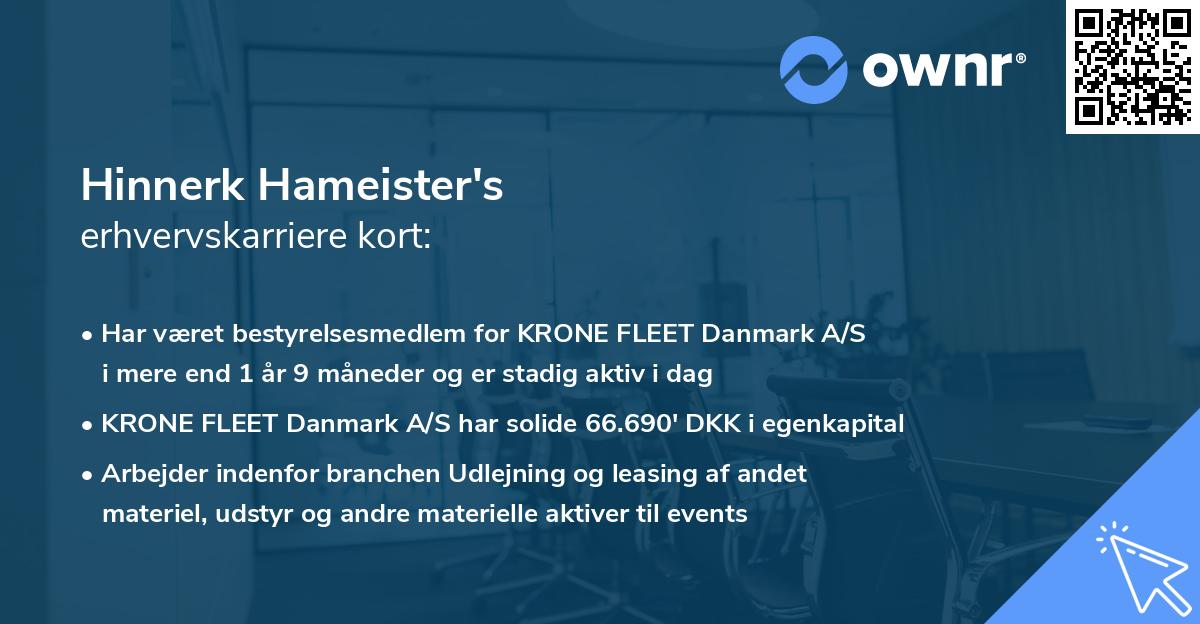 Hinnerk Hameister's erhvervskarriere kort