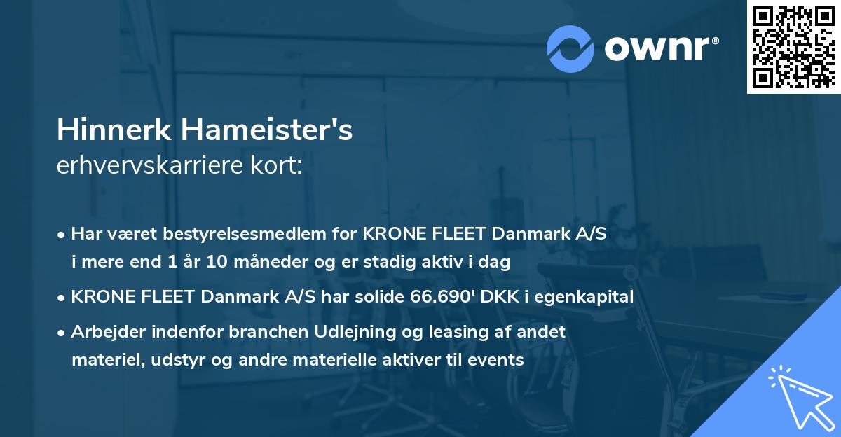 Hinnerk Hameister's erhvervskarriere kort