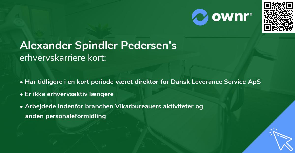 Alexander Spindler Pedersen's erhvervskarriere kort