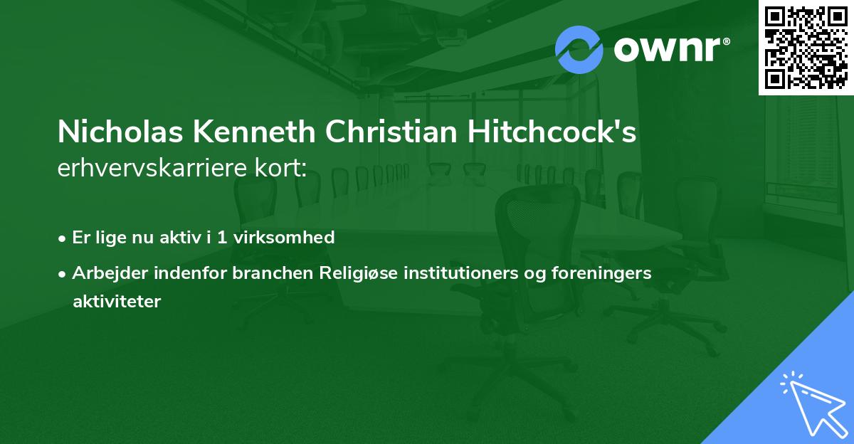 Nicholas Kenneth Christian Hitchcock's erhvervskarriere kort