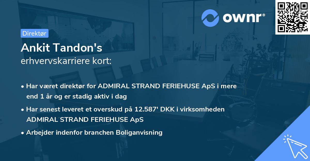 Ankit Tandon's erhvervskarriere kort