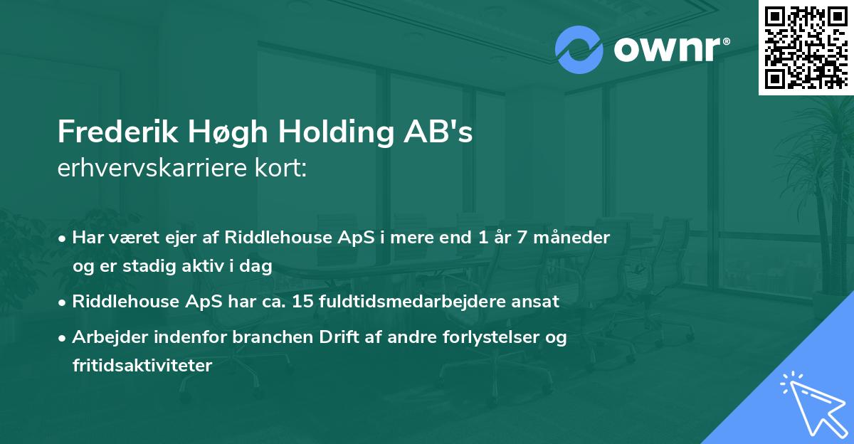 Frederik Høgh Holding AB's erhvervskarriere kort