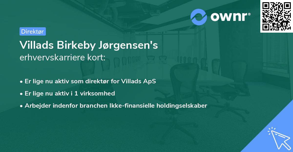 Villads Birkeby Jørgensen's erhvervskarriere kort