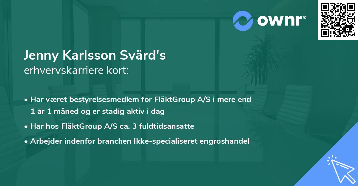 Jenny Karlsson Svärd's erhvervskarriere kort