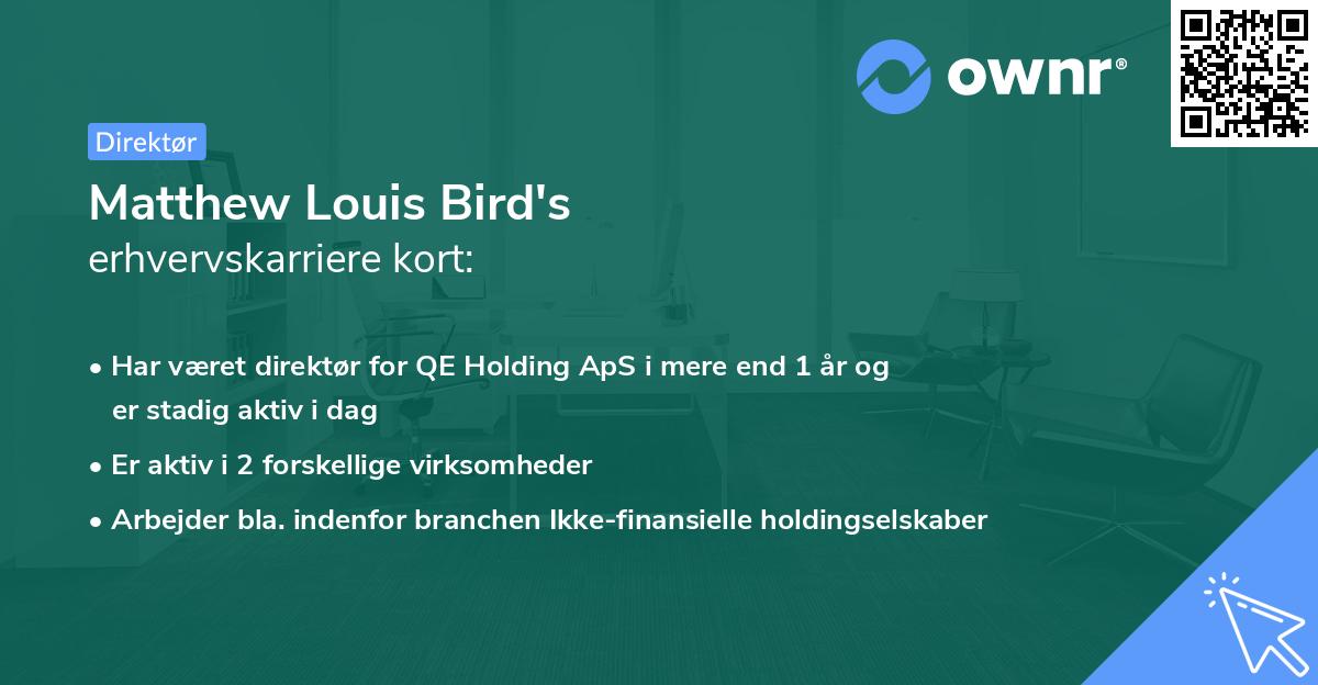 Matthew Louis Bird's erhvervskarriere kort