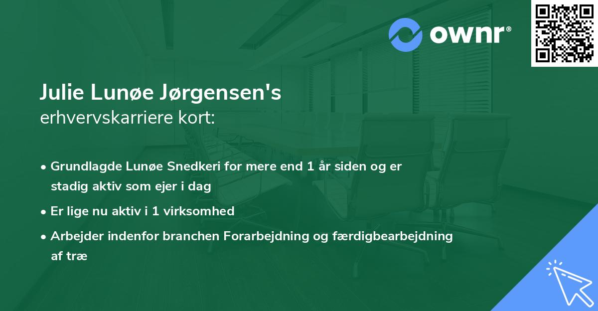 Julie Lunøe Jørgensen's erhvervskarriere kort