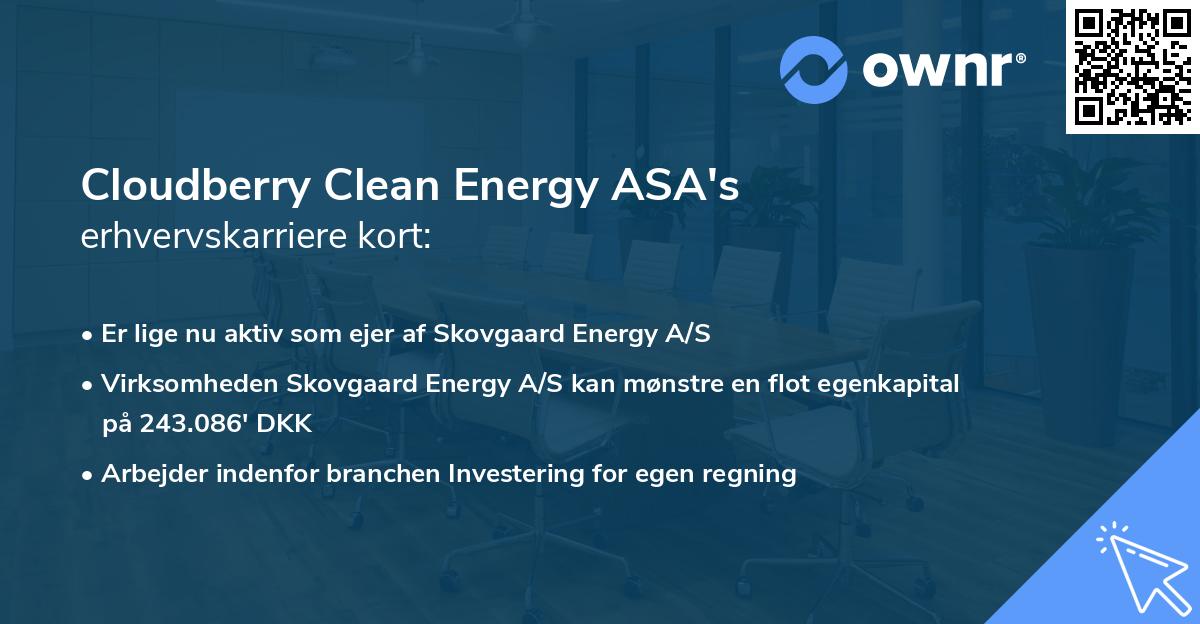 Cloudberry Clean Energy ASA's erhvervskarriere kort