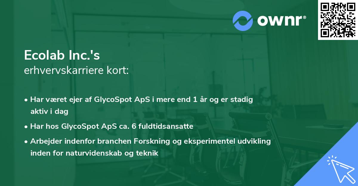 Ecolab Inc.'s erhvervskarriere kort