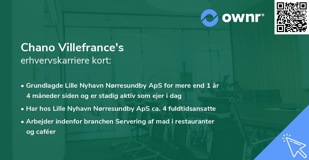 Chano Villefrance's erhvervskarriere kort