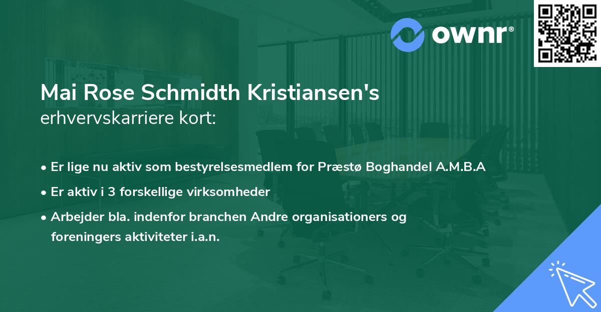 Mai Rose Schmidth Kristiansen's erhvervskarriere kort