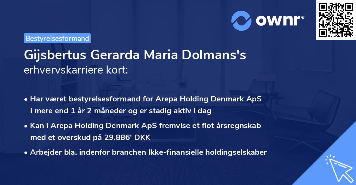 Gijsbertus Gerarda Maria Dolmans's erhvervskarriere kort