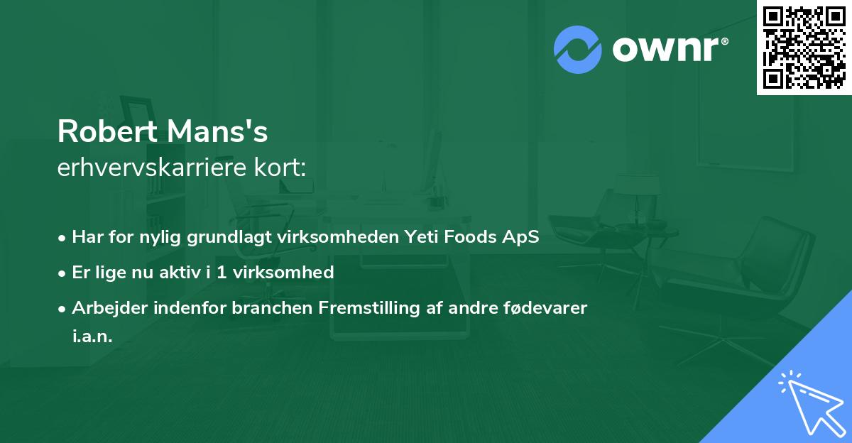 Robert Mans's erhvervskarriere kort