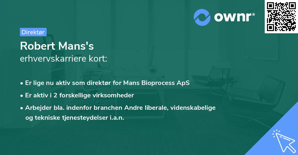 Robert Mans's erhvervskarriere kort