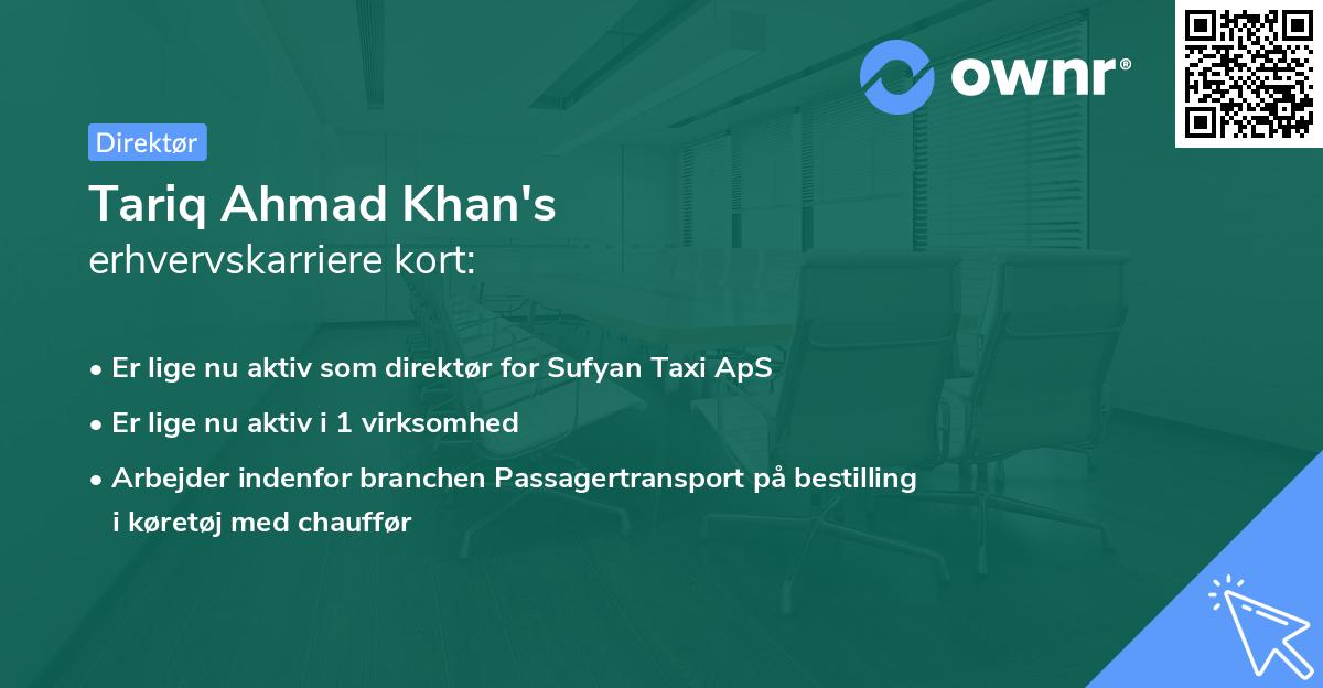 Tariq Ahmad Khan's erhvervskarriere kort