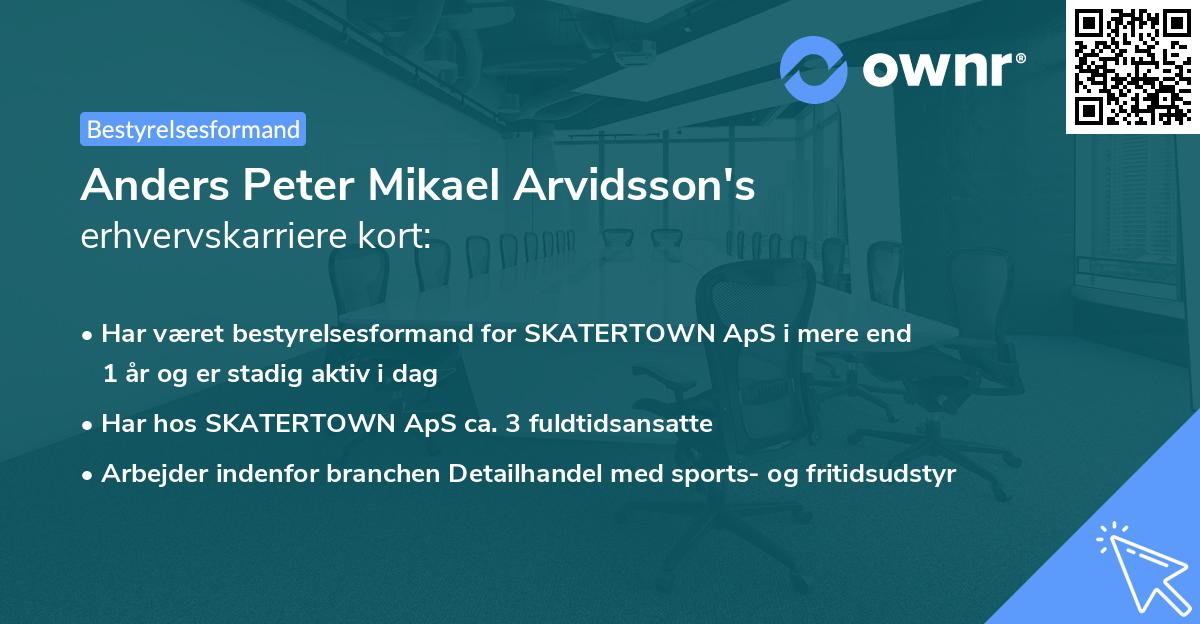Anders Peter Mikael Arvidsson's erhvervskarriere kort