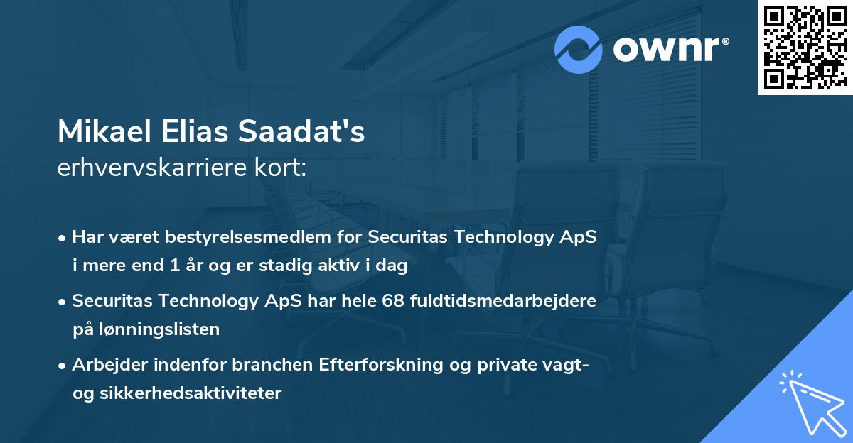 Mikael Elias Saadat's erhvervskarriere kort