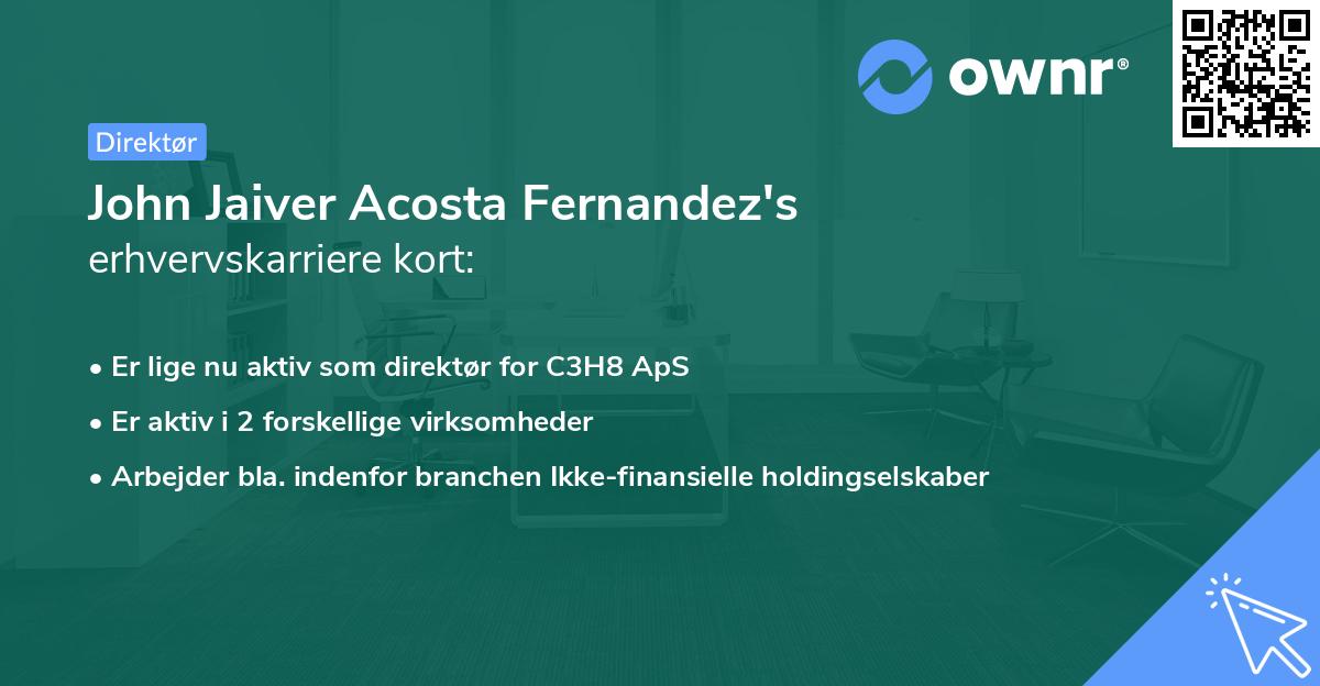 John Jaiver Acosta Fernandez's erhvervskarriere kort