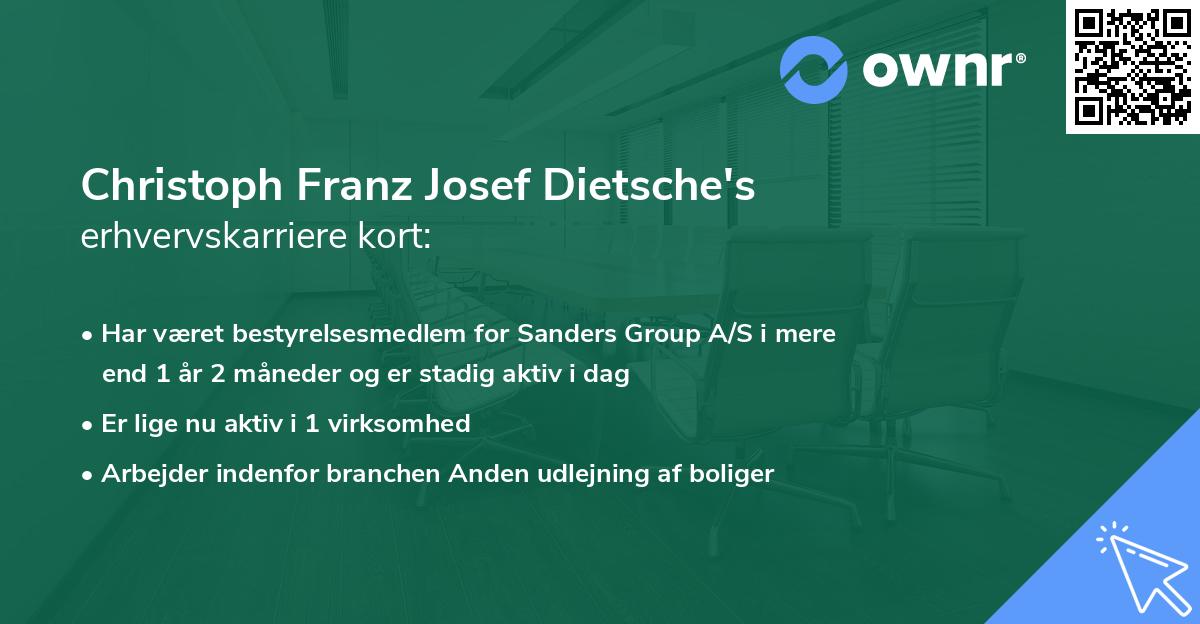 Christoph Franz Josef Dietsche's erhvervskarriere kort