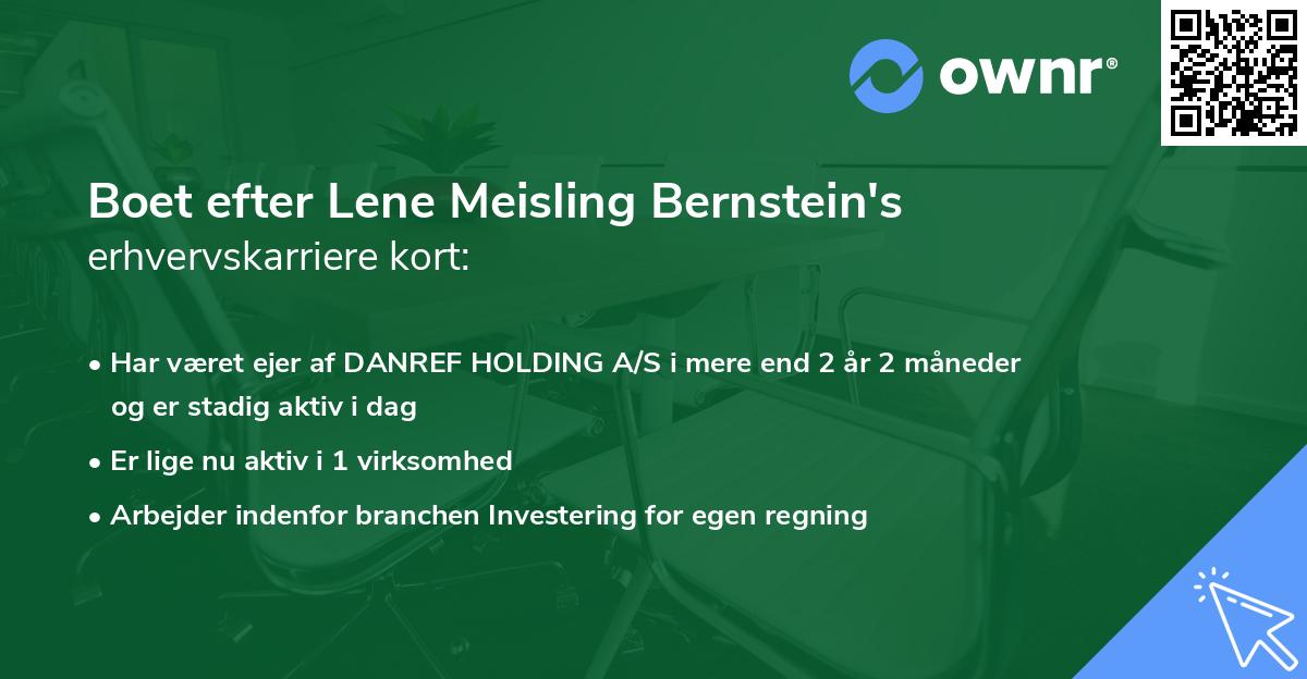 Boet efter Lene Meisling Bernstein's erhvervskarriere kort