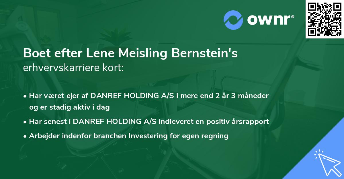 Boet efter Lene Meisling Bernstein's erhvervskarriere kort