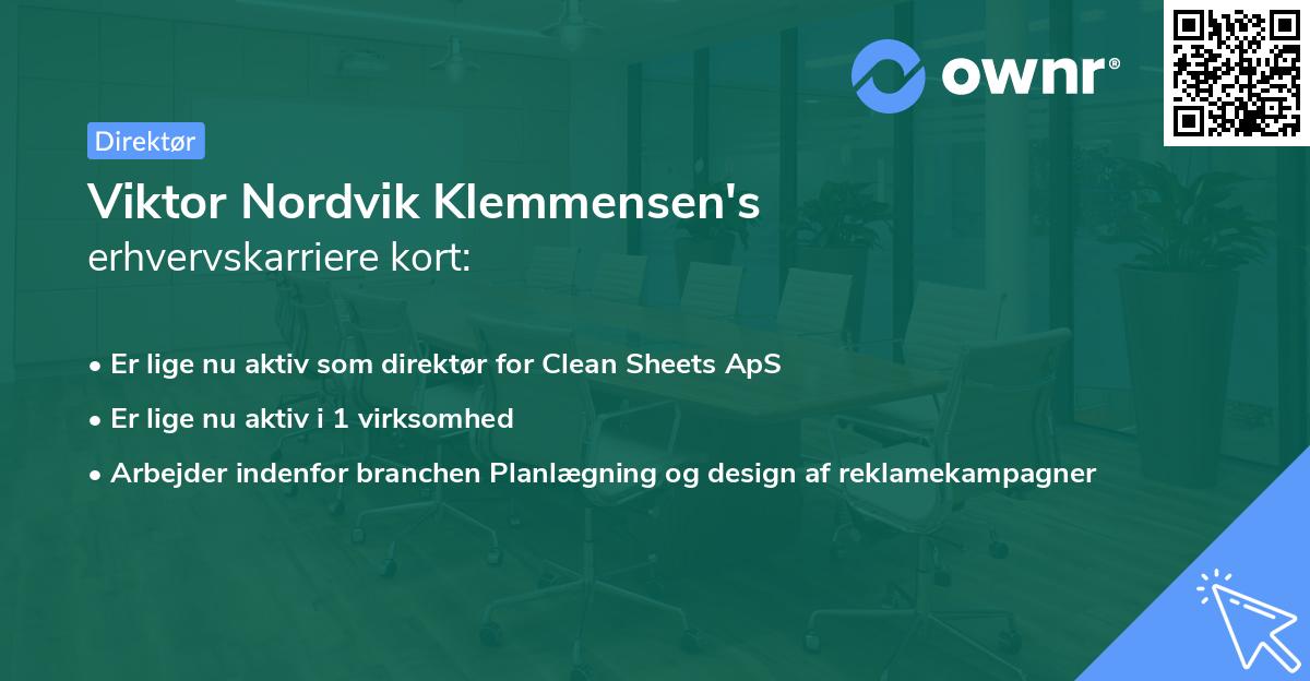 Viktor Nordvik Klemmensen's erhvervskarriere kort