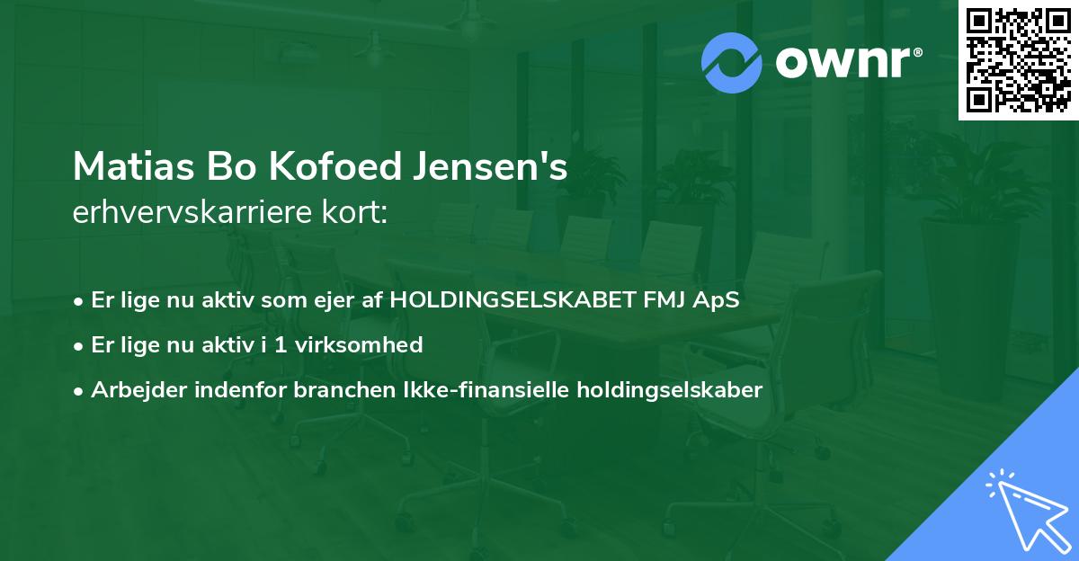 Matias Bo Kofoed Jensen's erhvervskarriere kort