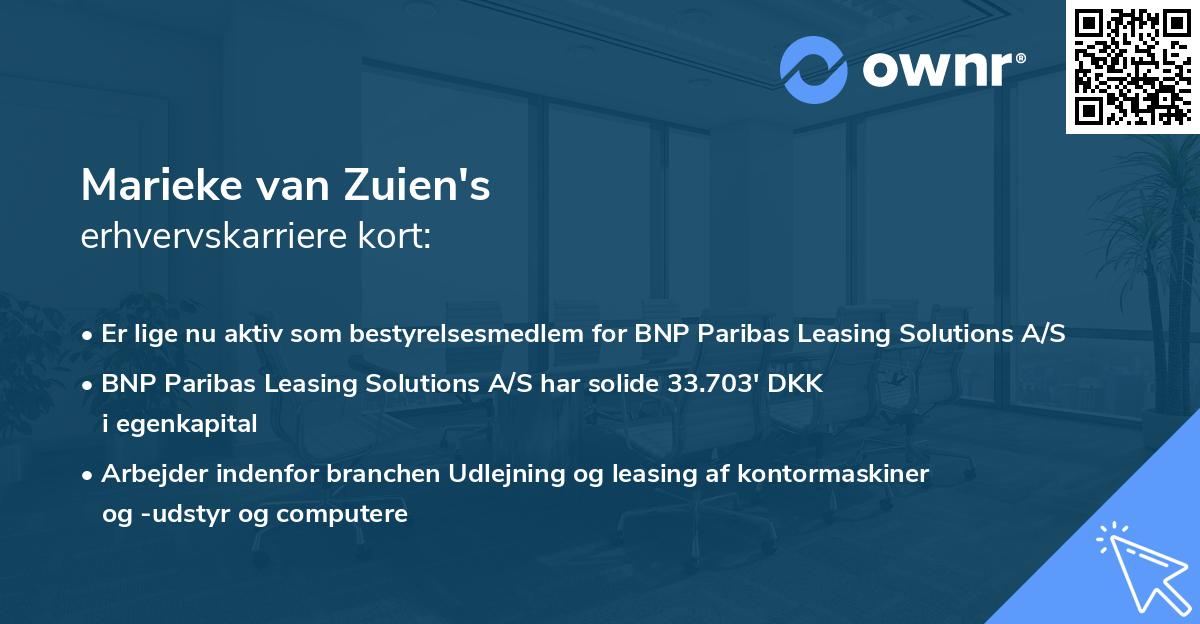 Marieke van Zuien's erhvervskarriere kort