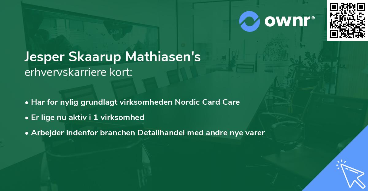 Jesper Skaarup Mathiasen's erhvervskarriere kort