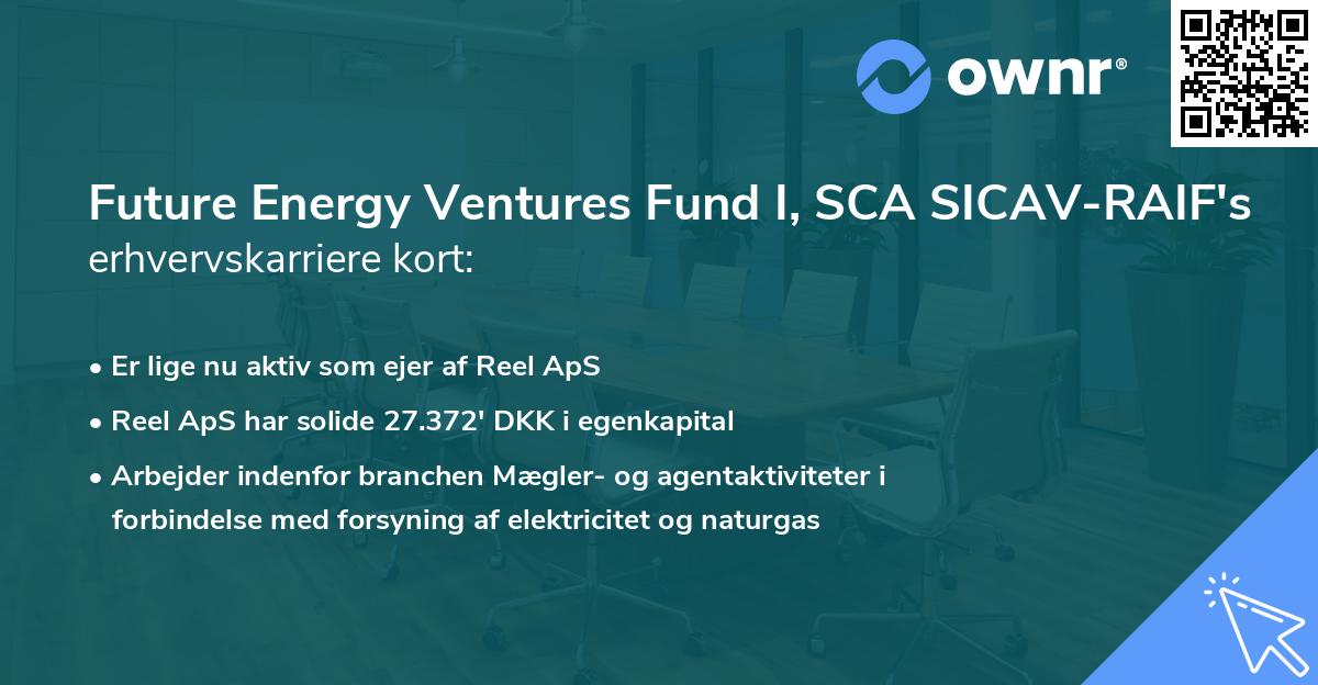 Future Energy Ventures Fund I, SCA SICAV-RAIF's erhvervskarriere kort