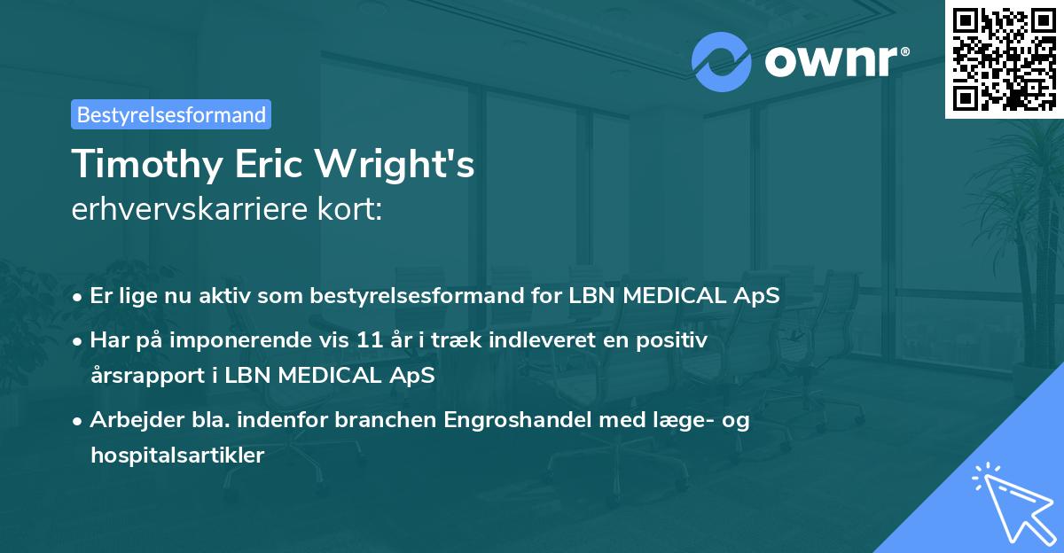 Timothy Eric Wright's erhvervskarriere kort