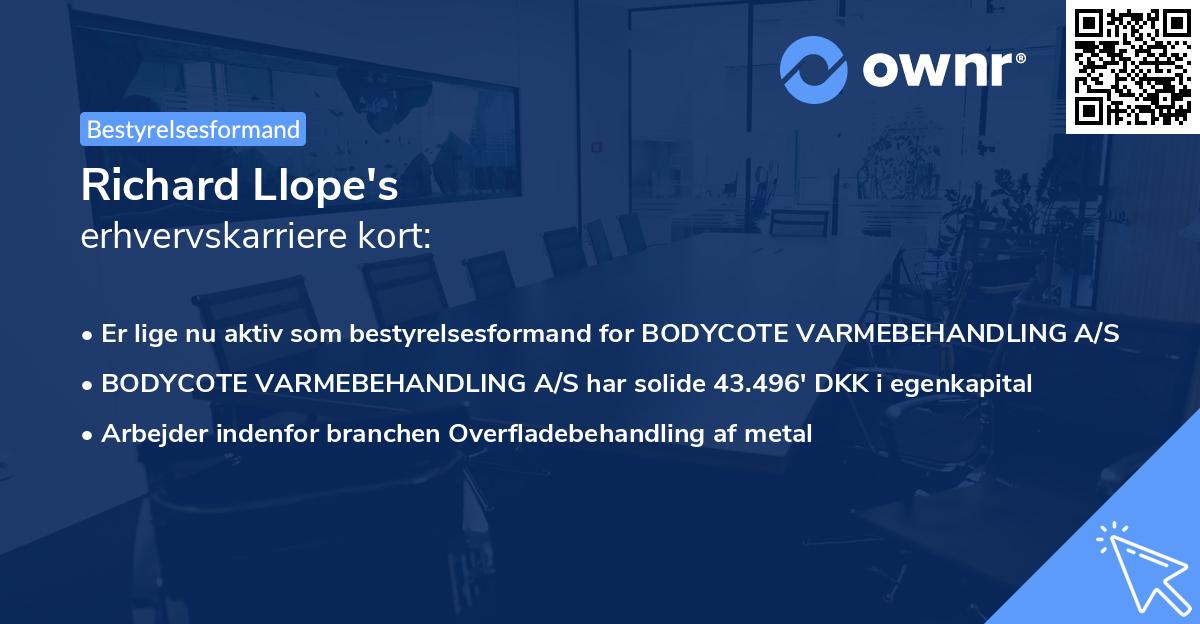 Richard Llope's erhvervskarriere kort