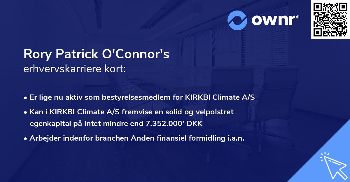 Rory Patrick O'Connor's erhvervskarriere kort